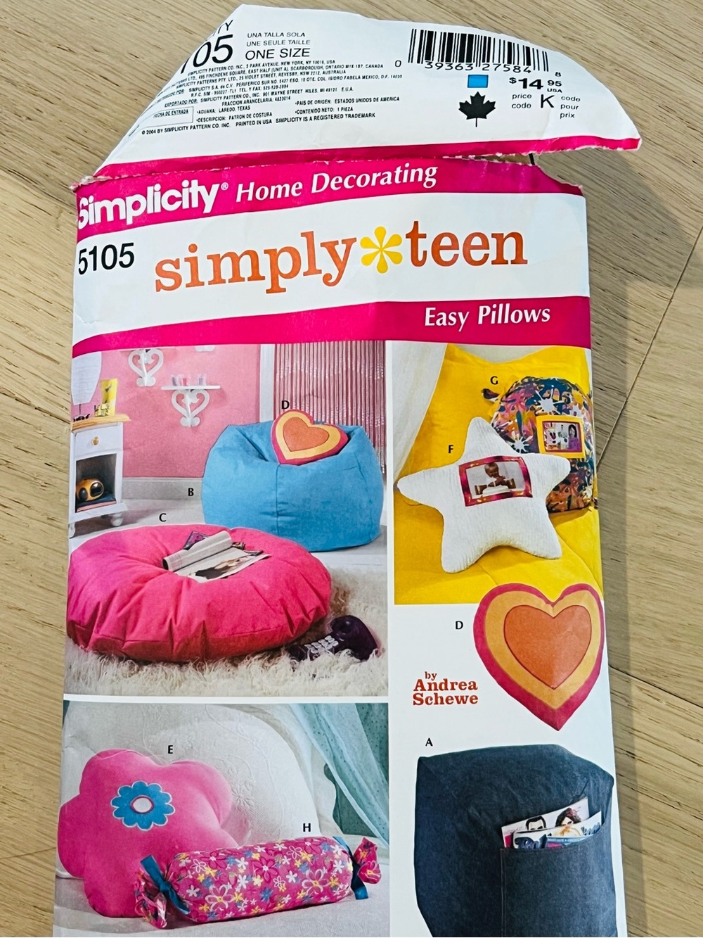 Sewing Pattern Home Pillows & Beanbag Simplicity Simply Teen 5105